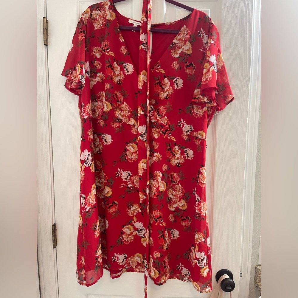 Maurice’s red floral dress with tie